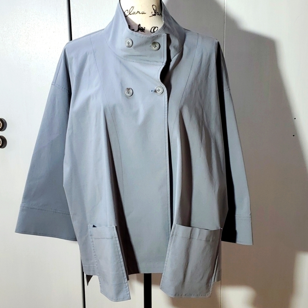 Marla Wayne |Womens Light Gray Blazer Cape Coat Dressy Neutral Evening Wear Sz.M - Picture 2 of 6